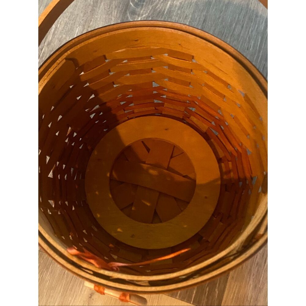 Longaberger 1997 Fall Little Pumpkin Basket, Liner, Protector, Tie-on - Picture 8 of 11